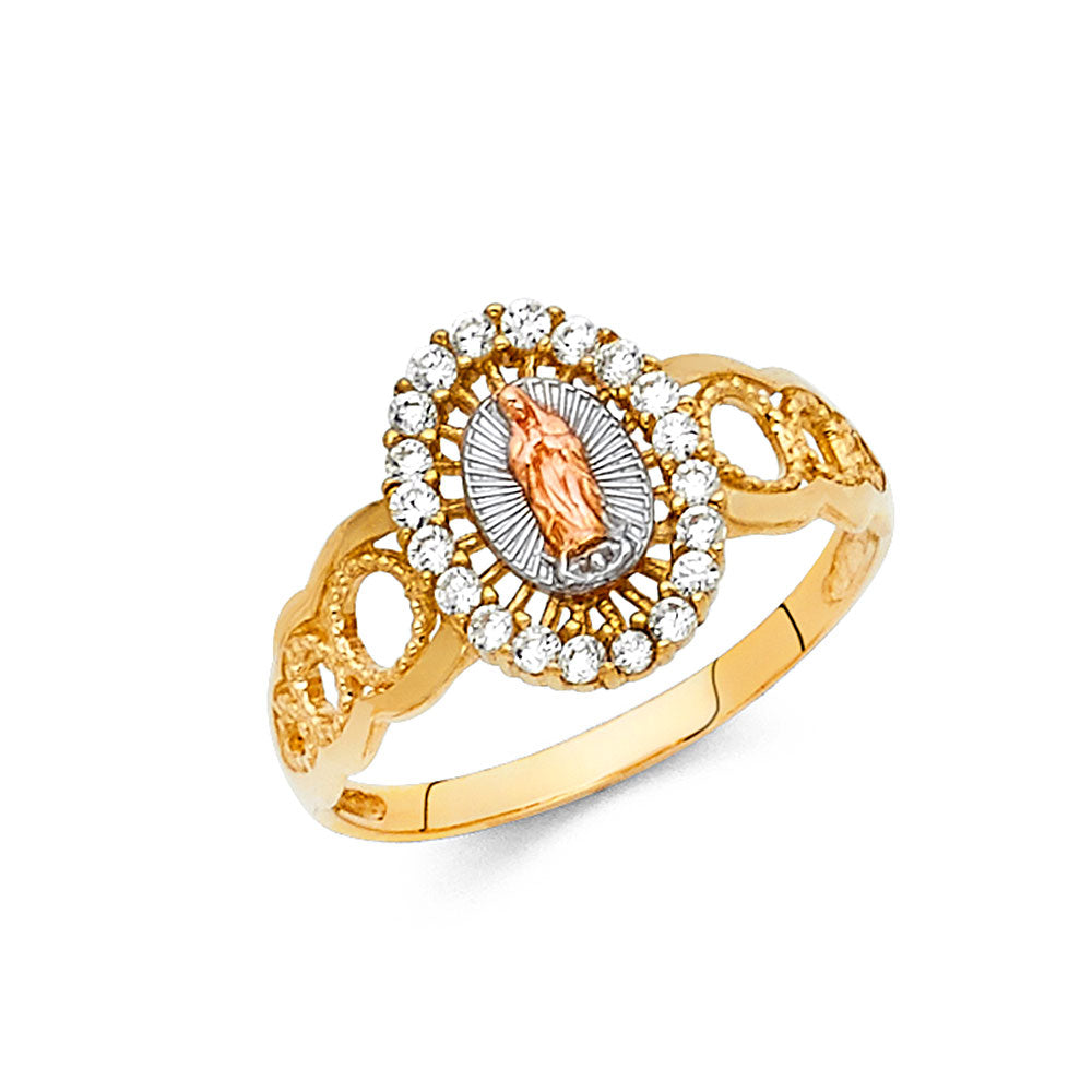 14K Yellow White Rose Gold CZ Guadalupe Ring