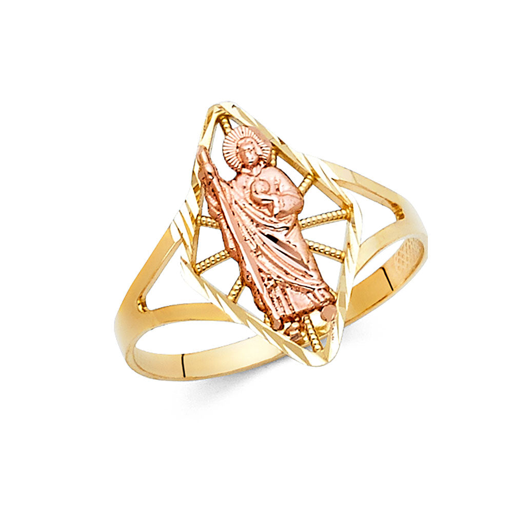 14K Yellow White Rose Gold Religious Ring