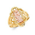 14K Yellow White Rose Gold Religious Ring