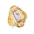 14K Yellow White Rose Gold Religious Ring