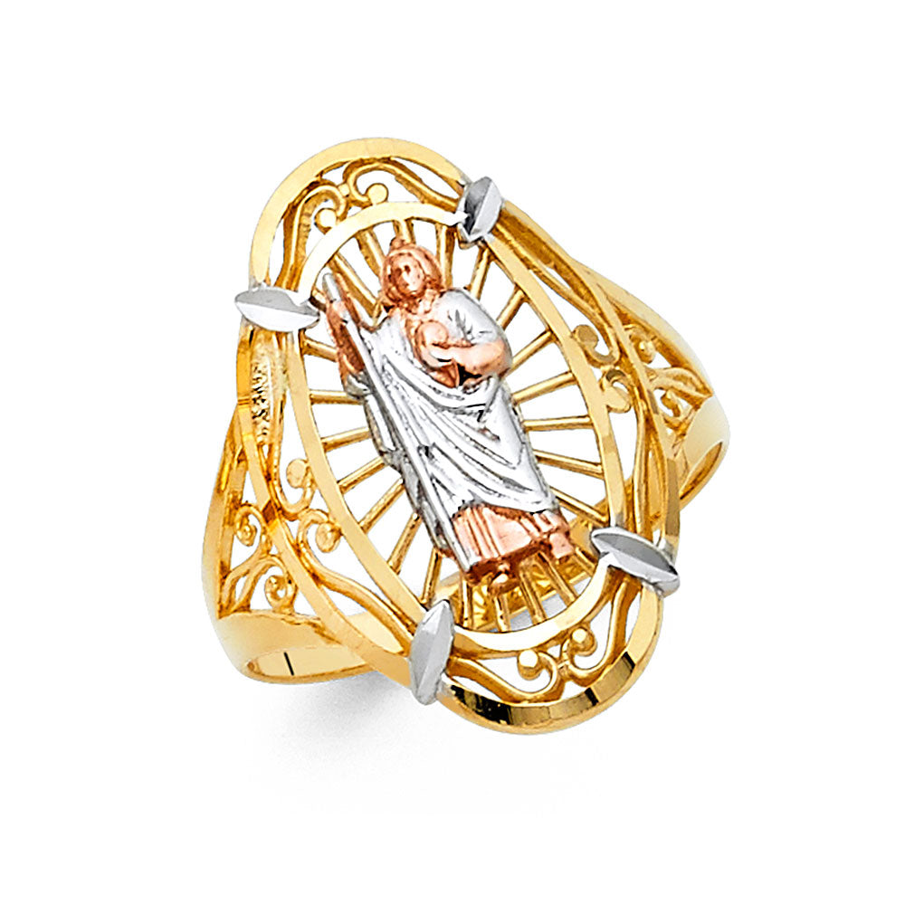 14K Yellow White Rose Gold Religious Ring