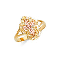14K Two Tone Gold Cross Ring