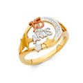 14K Yellow White Rose Gold 15 Years Ring