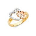14K Yellow White Rose Gold CZ 15 Years Ring