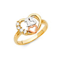 14K Yellow White Rose Gold CZ 15 Years Ring