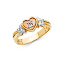 14K Yellow White Rose Gold CZ 15 Years Ring