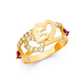14K Yellow Gold CZ 15 Years Ring
