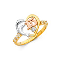 14K Yellow White Rose Gold CZ 15 Years Ring