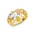 14K Yellow White Rose Gold 15 Years Ring