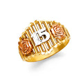 14K Yellow White Rose Gold 15 Years Ring