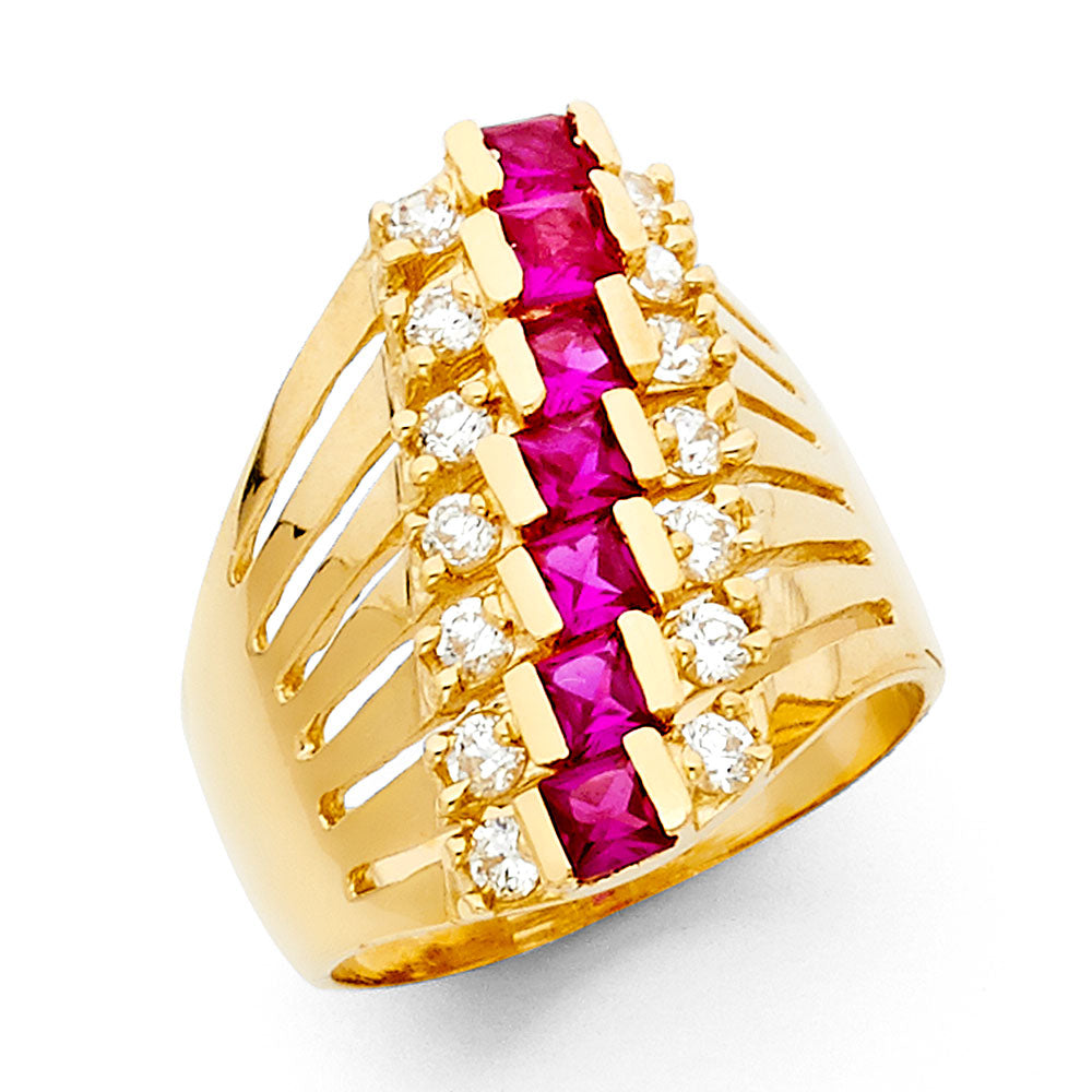 14K Yellow Gold CZ Semanario Ring