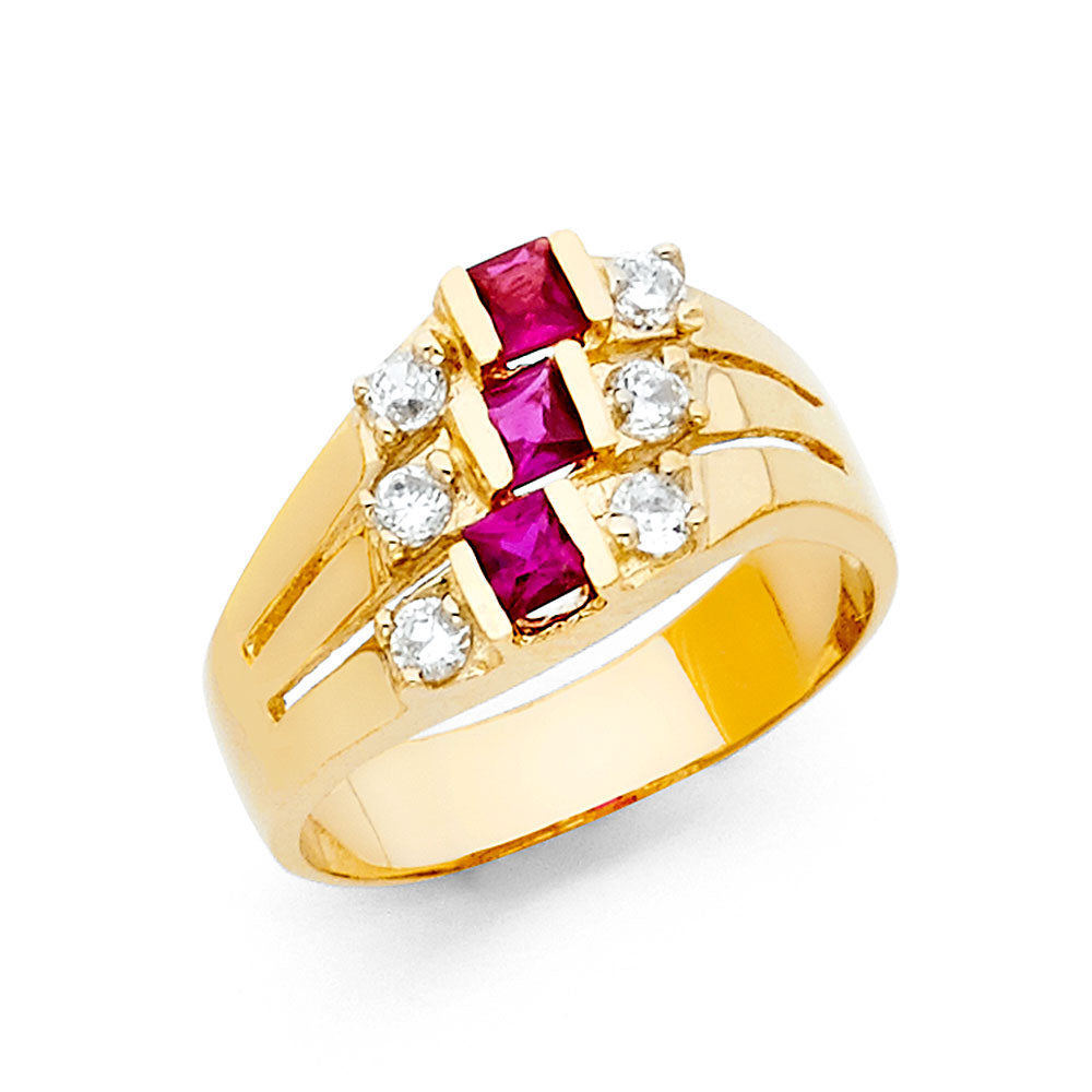 14K Yellow Gold CZ Semanario Ring