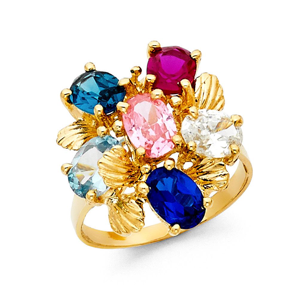 14K Yellow Gold CZ Mothers Ring