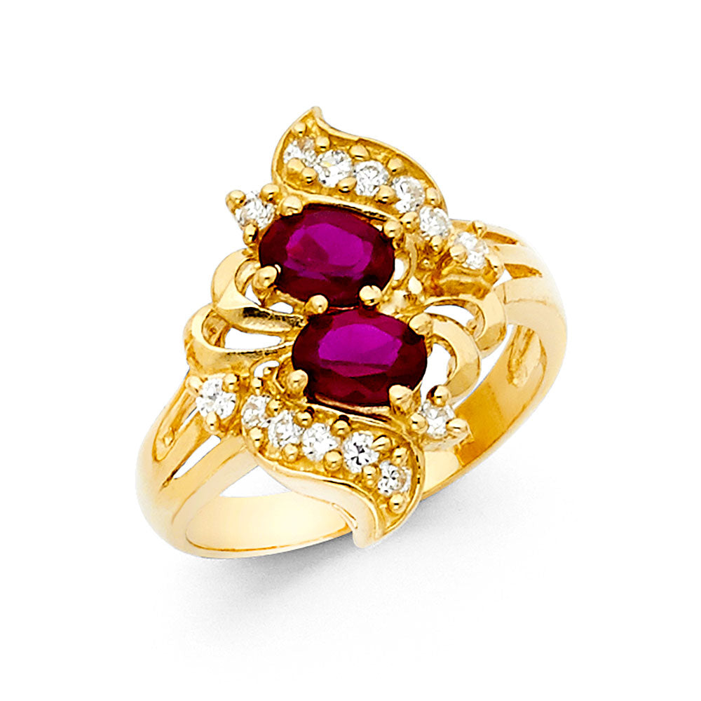 14K Yellow Gold CZ Mothers Ring