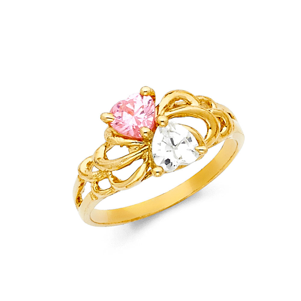 14K Yellow Gold CZ Mothers Ring