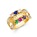 14K Two Tone Gold CZ Mothers Ring