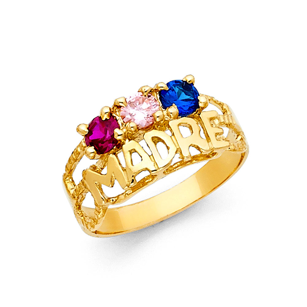 14K Yellow Gold CZ Mothers Ring