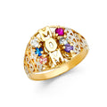 14K Two Tone Gold CZ Mothers Ring