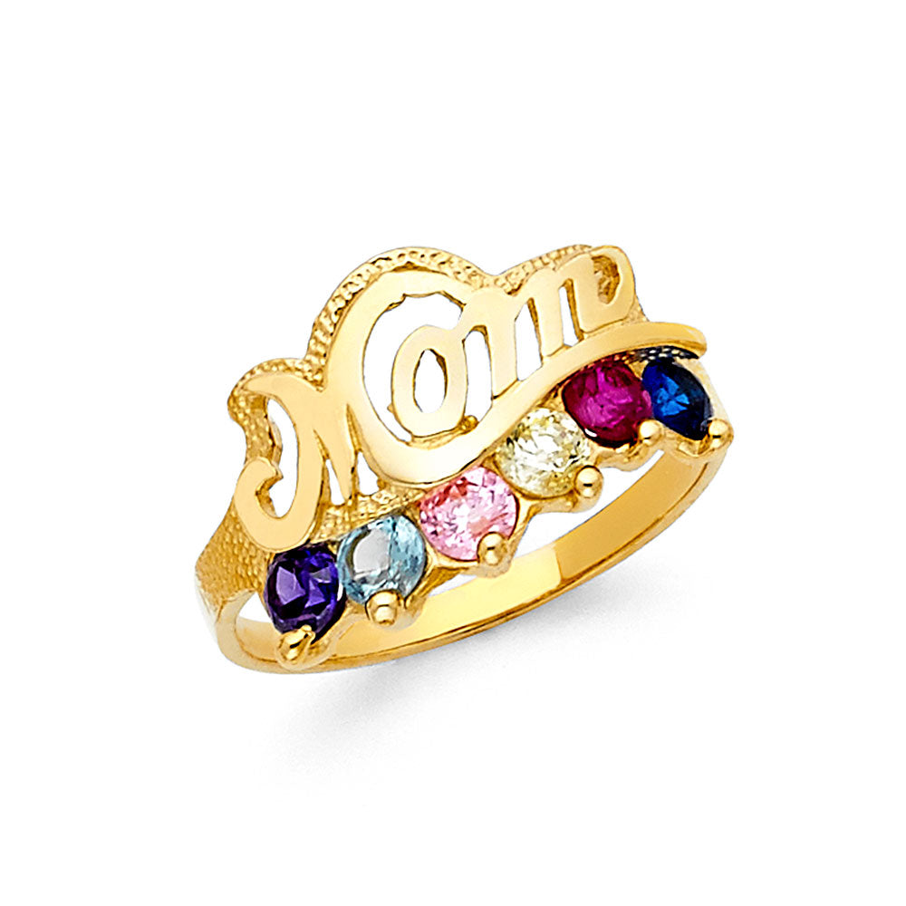 14K Yellow Gold CZ Mothers Ring