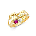 14K Yellow Gold CZ Mothers Ring