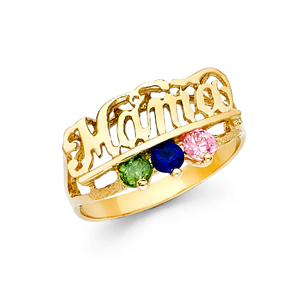 14K Yellow Gold CZ Mothers Ring