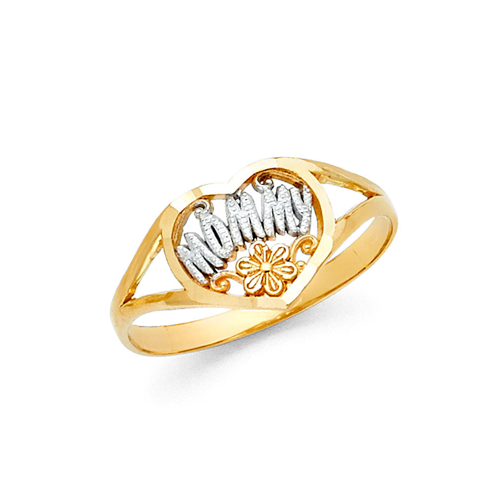 14K Two Tone Gold Mothers Ring
