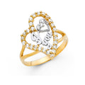 14K Two Tone Gold CZ I Love You Ring