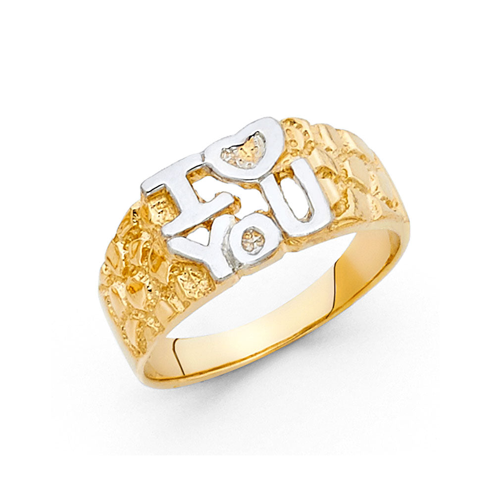 14K Two Tone Gold I Love You Ring