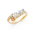 14K Yellow White Rose Gold CZ Teamo Ring