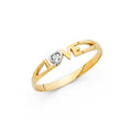14K Two Tone Gold CZ Love Ring