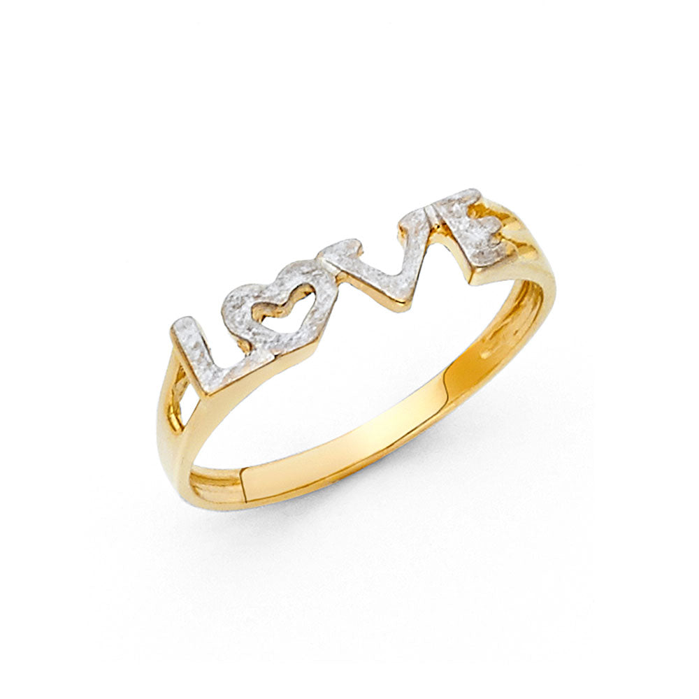 14K Two Tone Gold Love Ring