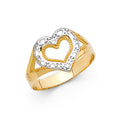 14K Two Tone Gold Fancy Heart Ring
