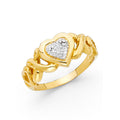 14K Two Tone Gold Fancy Heart Ring