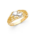 14K Two Tone Gold Fancy Heart Ring