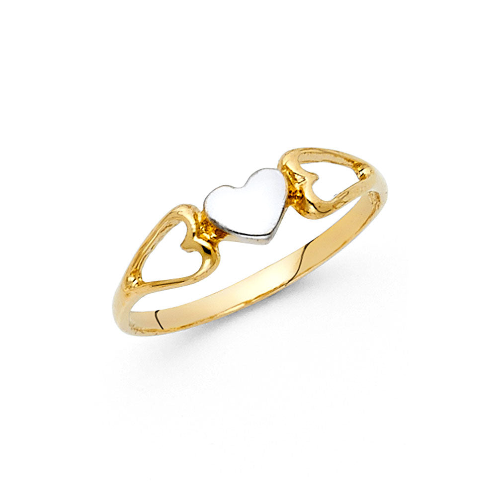 14K Two Tone Gold Fancy Heart Ring