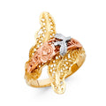 14K Yellow White Rose Gold Fancy Flower Ring