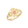 14K Two Tone Gold Fancy Flower Ring
