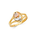 14K Yellow White Rose Gold Fancy Flower Ring