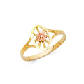 14K Two Tone Gold Fancy Flower Ring