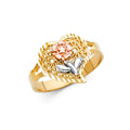 14K Yellow White Rose Gold Fancy Flower Ring