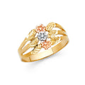 14K Yellow White Rose Gold Fancy Flower Ring