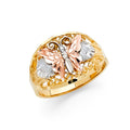 14K Yellow White Rose Gold Fancy Butterfly Ring