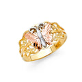 14K Yellow White Rose Gold Fancy Butterfly Ring