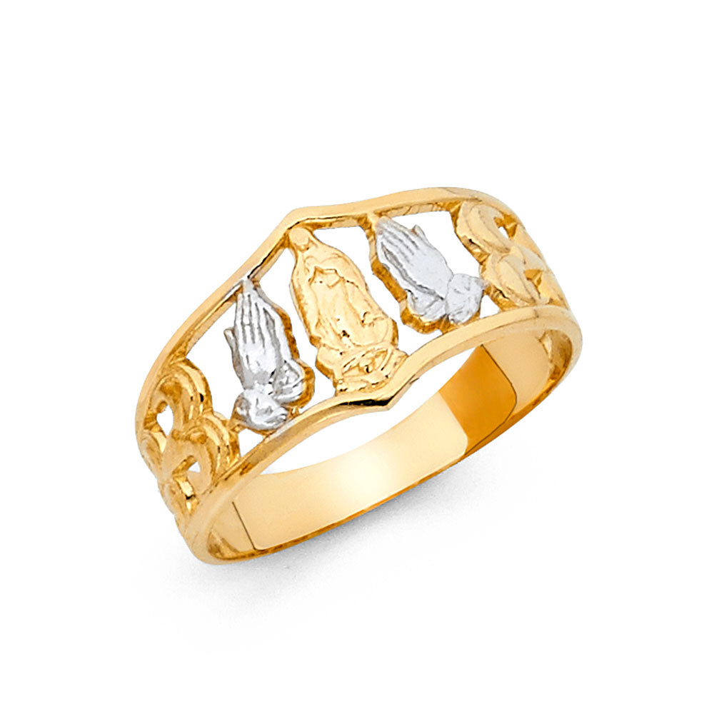 14K Two Tone Gold Religious Ring