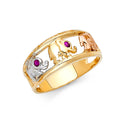 14K Yellow White Rose Gold Lucky Ring