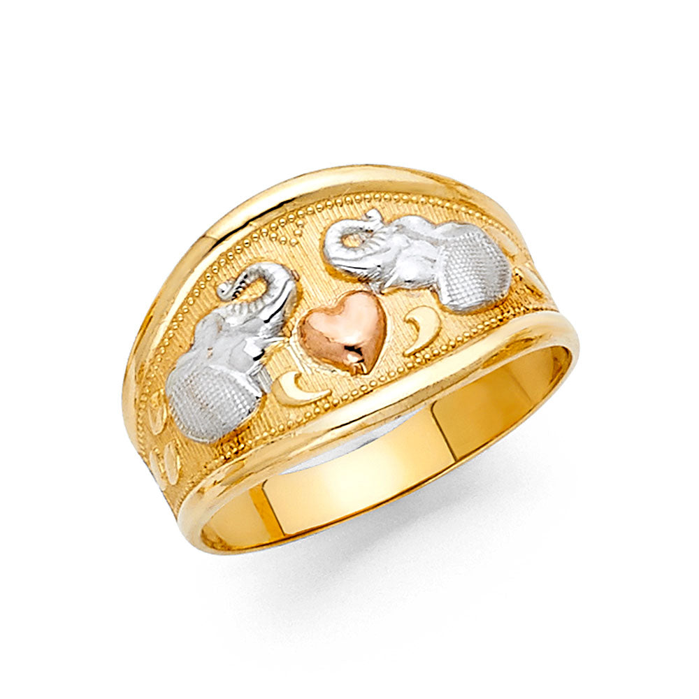14K Yellow White Rose Gold Lucky Ring
