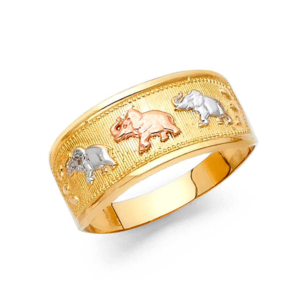 14K Yellow White Rose Gold Lucky Ring