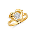 14K Two Tone Gold Fancy Dolphin Ring