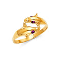 14K Yellow Gold CZ Fancy Dolphin Ring