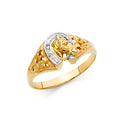 14K Two Tone Gold Lucky Horseshoe Ring